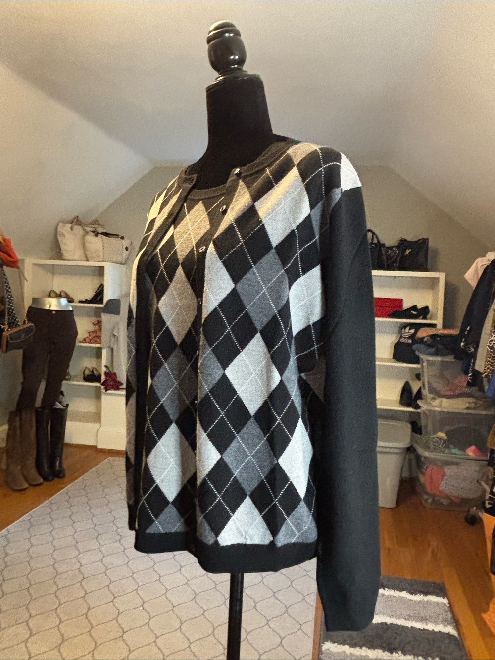 Brooks Brothers 346 | Merino Wool Argyle Twinset — Vest & Cardigan | Size L - Picture 8 of 11